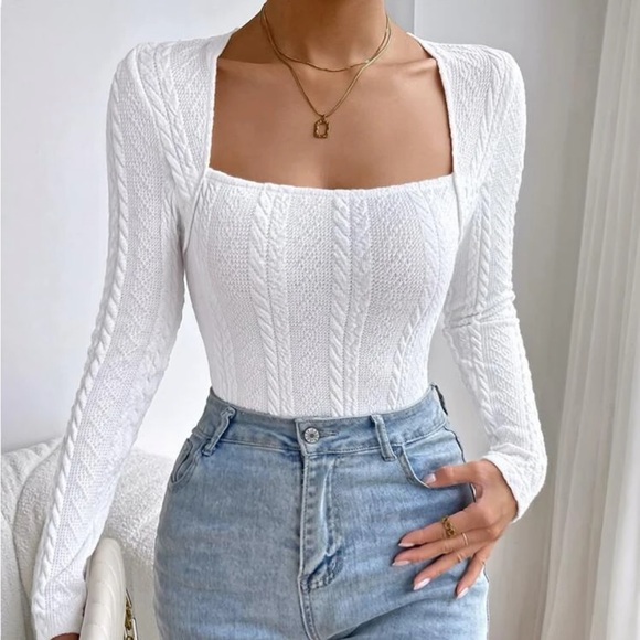 Square Neck Knit Bodysuit ❤️ - Picture 4 of 5